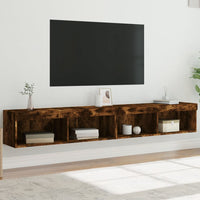 Mobili Porta TV con Luci LED 2 pz Rovere Fumo 100x30x30 cm 837164