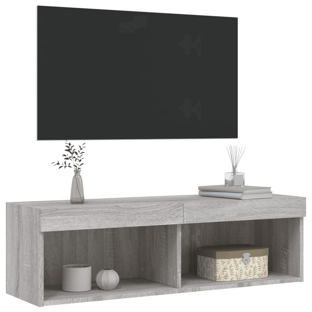 Mobile Porta TV con Luci LED Grigio Sonoma 100x30x30 cm 837165