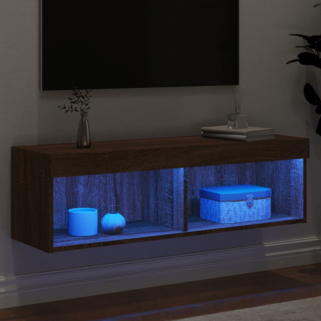 Mobile Porta TV con Luci LED Rovere Marrone 100x30x30 cm 837167