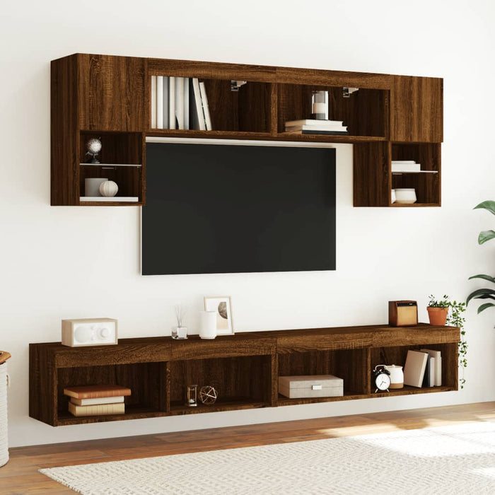 Mobile Porta TV con Luci LED Rovere Marrone 100x30x30 cm 837167