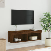 Mobile Porta TV con Luci LED Rovere Marrone 100x30x30 cm 837167