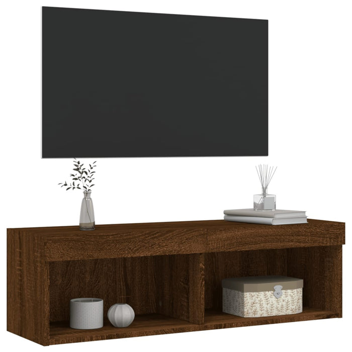 Mobile Porta TV con Luci LED Rovere Marrone 100x30x30 cm 837167