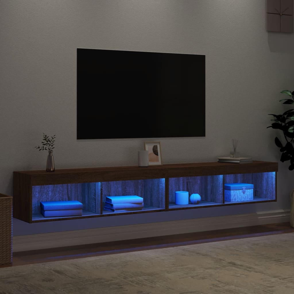 Mobili Porta TV con Luci LED 2 pz Rovere Marrone 100x30x30 cm 837168