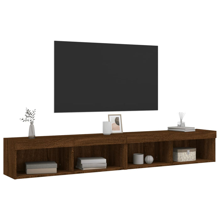 Mobili Porta TV con Luci LED 2 pz Rovere Marrone 100x30x30 cm 837168