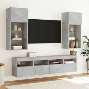 Mobile TV a Parete con Luci LED Grigio Cemento 40x30x40 cm 837175