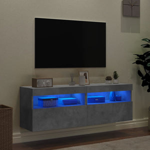 Mobili TV a Parete con Luci LED 2pz Grigio Cemento 60x30x40 cm 837190