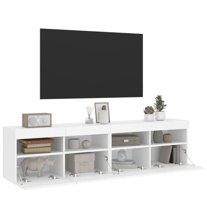 Mobili TV a Parete con Luci LED 2pz Bianchi 80x30x40 cm 837198