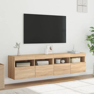 Mobili TV a Parete con Luci LED 2pz Rovere Sonoma 80x30x40 cm 837202