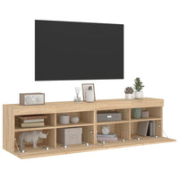 Mobili TV a Parete con Luci LED 2pz Rovere Sonoma 80x30x40 cm 837202