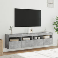 Mobili TV a Parete con Luci LED 2pz Grigio Cemento 80x30x40cm 837204