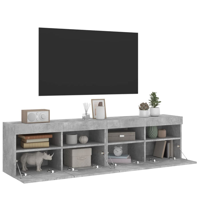 Mobili TV a Parete con Luci LED 2pz Grigio Cemento 80x30x40cm 837204