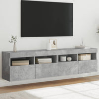 Mobili TV a Parete con Luci LED 2pz Grigio Cemento 80x30x40cm 837204