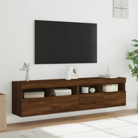 Mobili TV a Parete con Luci LED 2pz Rovere Marrone 80x30x40 cm 837210