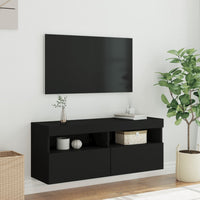 Mobile TV a Parete con Luci LED Nero 100x30x40 cm 837212