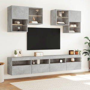 Mobile TV a Parete con Luci LED Grigio Cemento 100x30x40 cm 837214