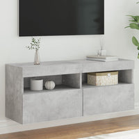 Mobile TV a Parete con Luci LED Grigio Cemento 100x30x40 cm 837214