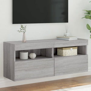 Mobile TV a Parete con Luci LED Grigio Sonoma 100x30x40 cm 837216