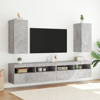 Mobile TV a Parete con Luci LED Grigio Cemento 30,5x35x70 cm 837238