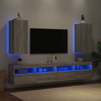 Mobili TV a Parete con Luci LED 2pz Grigio Sonoma 30,5x35x70 cmcod mxl 110164