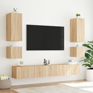 Mobile TV a Parete con Luci LED Rovere Sonoma 40,5x35x40 cm 837250