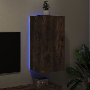 Mobile TV a Parete con Luci LED Rovere Fumo 40,5x35x80 cm 837264