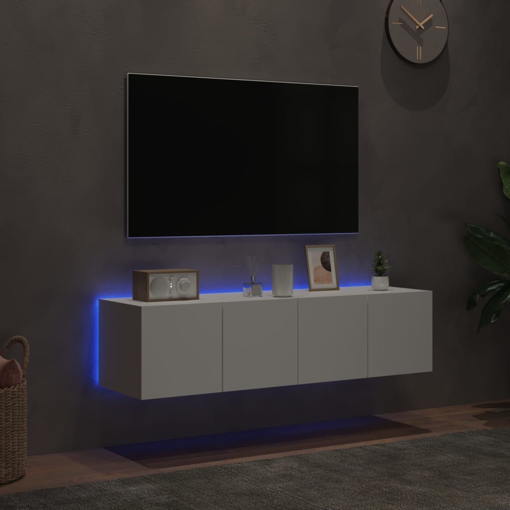 Mobili TV a Parete con Luci LED 2pz Bianchi 60x35x31 cmcod mxl 86200