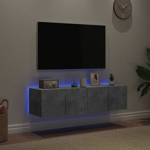 Mobili TV a Parete con Luci LED 2pz Grigio Cemento 60x35x31 cm 837274