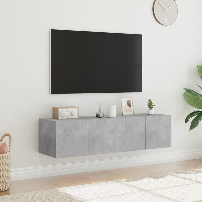 Mobili TV a Parete con Luci LED 2pz Grigio Cemento 60x35x31 cm 837274