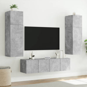 Mobili TV a Parete con Luci LED 2pz Grigio Cemento 60x35x31 cm 837274