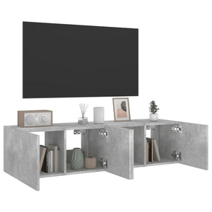 Mobili TV a Parete con Luci LED 2pz Grigio Cemento 60x35x31 cm 837274