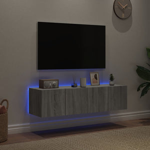 Mobili TV a Parete con Luci LED 2pz Grigio Sonoma 60x35x31 cmcod mxl 134186