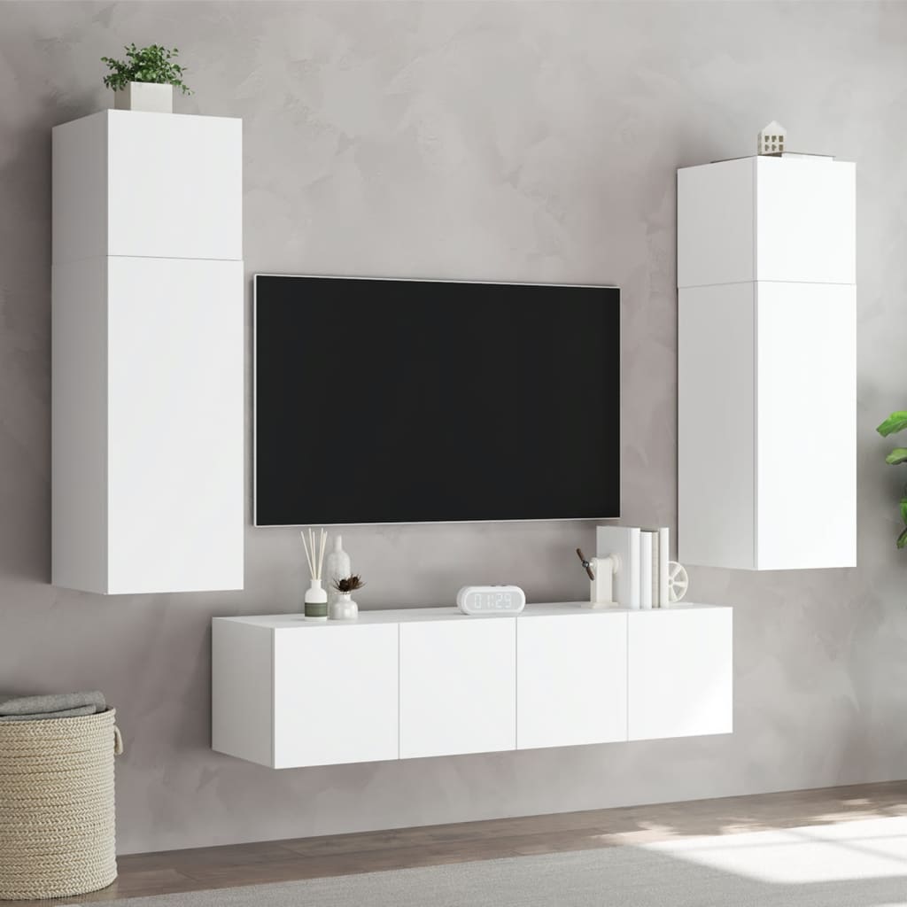 Mobile TV a Parete con Luci LED Bianco 80x35x31 cm 837281