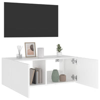 Mobile TV a Parete con Luci LED Bianco 80x35x31 cm 837281