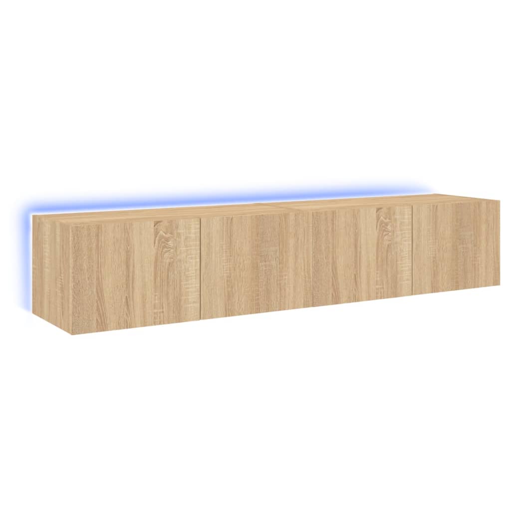 Mobili TV a Parete con Luci LED 2pz Rovere Sonoma 80x35x31 cmcod mxl 134185