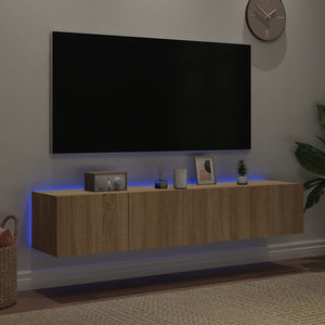 Mobili TV a Parete con Luci LED 2pz Rovere Sonoma 80x35x31 cmcod mxl 134185