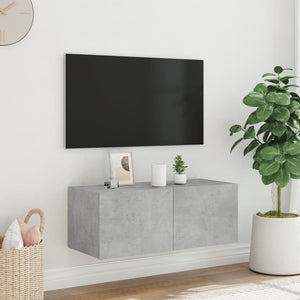 Mobile TV a Parete con Luci LED Grigio Cemento 80x35x31 cm 837287