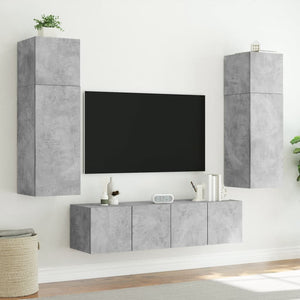 Mobile TV a Parete con Luci LED Grigio Cemento 80x35x31 cm 837287