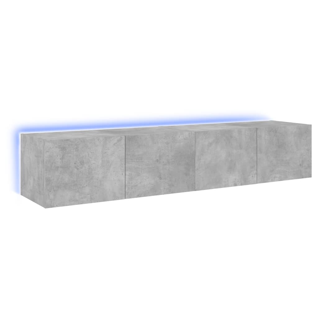 Mobili TV a Parete con Luci LED 2pz Grigio Cemento 80x35x31 cm 837288