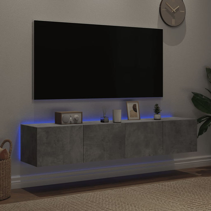 Mobili TV a Parete con Luci LED 2pz Grigio Cemento 80x35x31 cm 837288