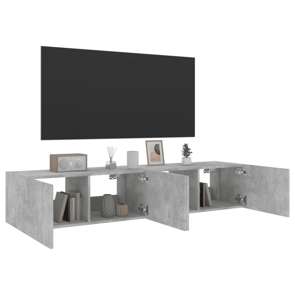 Mobili TV a Parete con Luci LED 2pz Grigio Cemento 80x35x31 cm 837288