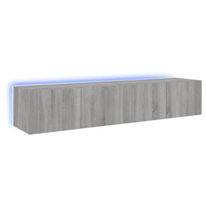 Mobili TV a Parete con Luci LED 2pz Grigio Sonoma 80x35x31 cm 837292