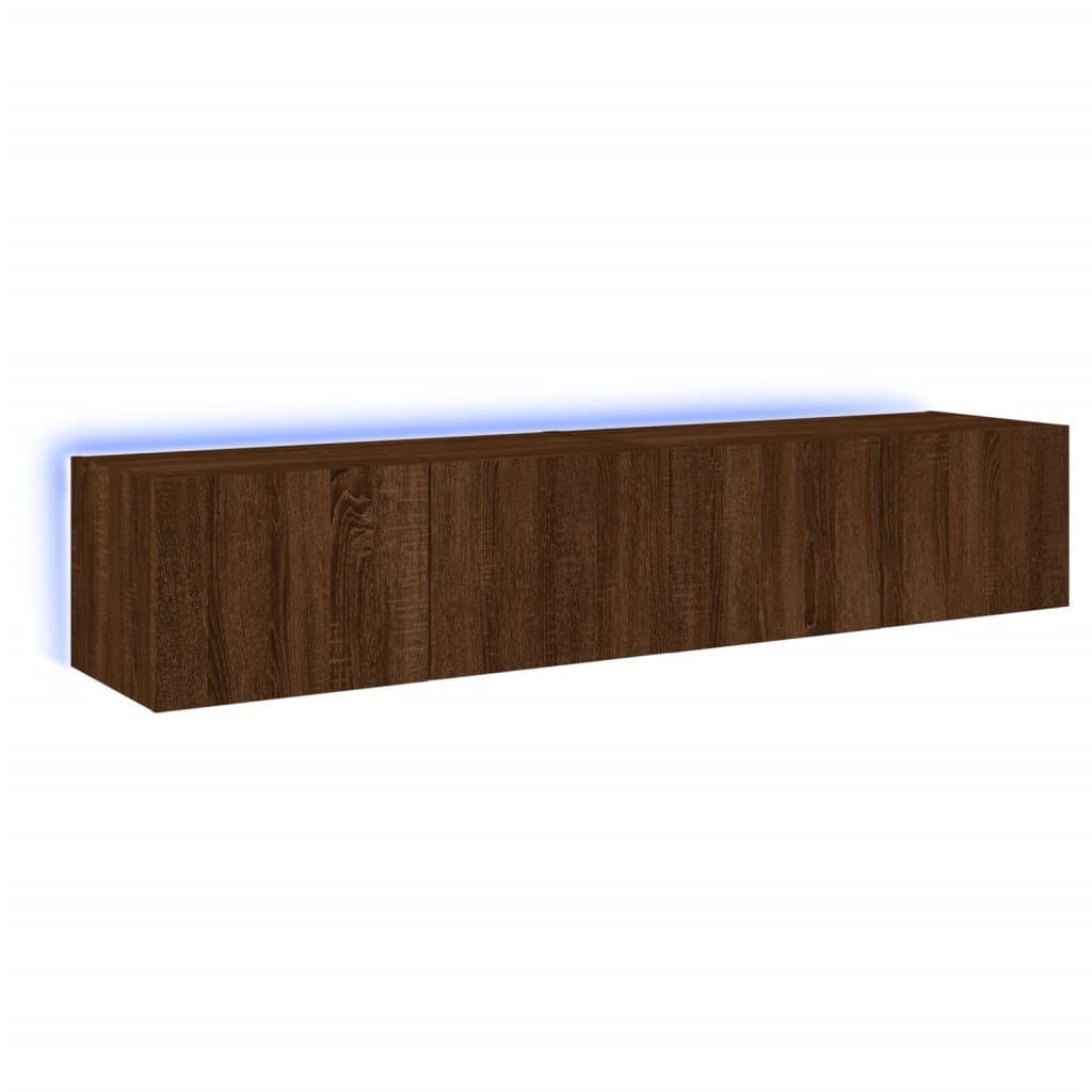 Mobili TV a Parete con Luci LED 2pz Rovere Marrone 80x35x31 cmcod mxl 86205