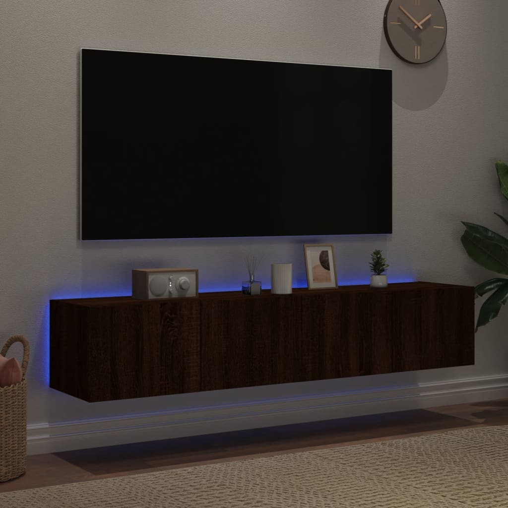 Mobili TV a Parete con Luci LED 2pz Rovere Marrone 80x35x31 cmcod mxl 86205