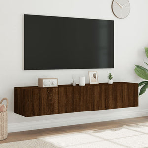 Mobili TV a Parete con Luci LED 2pz Rovere Marrone 80x35x31 cm 837294