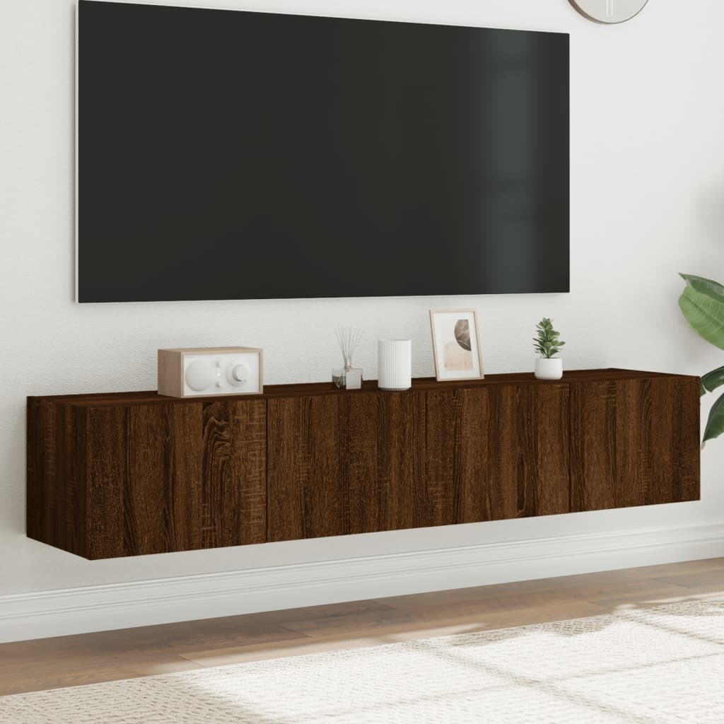 Mobili TV a Parete con Luci LED 2pz Rovere Marrone 80x35x31 cmcod mxl 86205