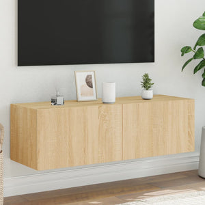 Mobile TV a Parete con Luci LED Rovere Sonoma 100x35x31 cm 837297