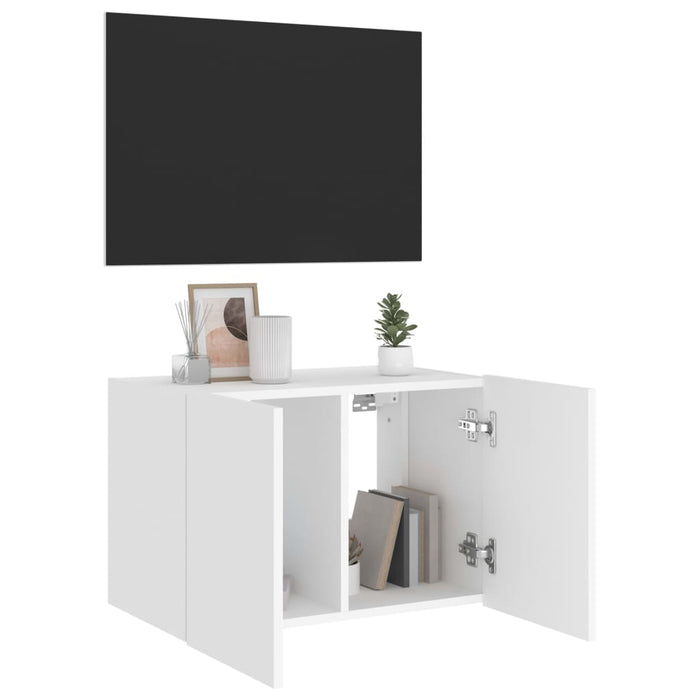 Mobile TV a Parete con Luci LED Bianco 60x35x41 cm 837302