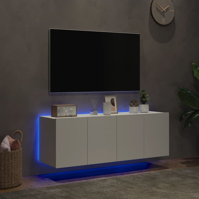 Mobili TV a Parete con Luci LED 2pz Bianchi 60x35x41 cm 837303