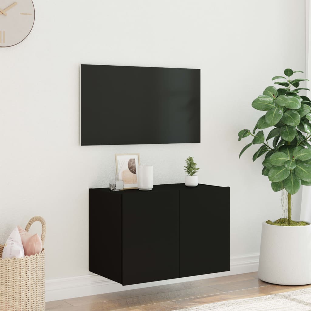 Mobile TV a Parete con Luci LED Nero 60x35x41 cm 837304