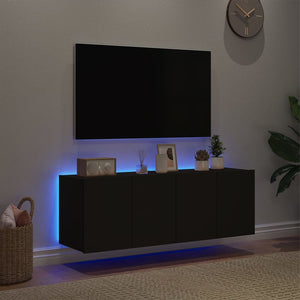 Mobili TV a Parete con Luci LED 2pz Neri 60x35x41 cm 837305